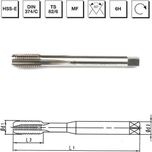 Makina Takım M10x1 HSS - E DIN 374/C Metrik İnce Vidalı Düz Kanallı Makina Kılavuzu - B00105751005