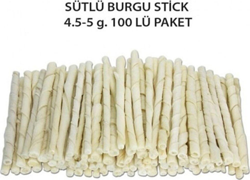 Petimore Sütlü Burgu Çubuk Ödül Ve Çiğneti Kemiği 12 Cm 100 Lü