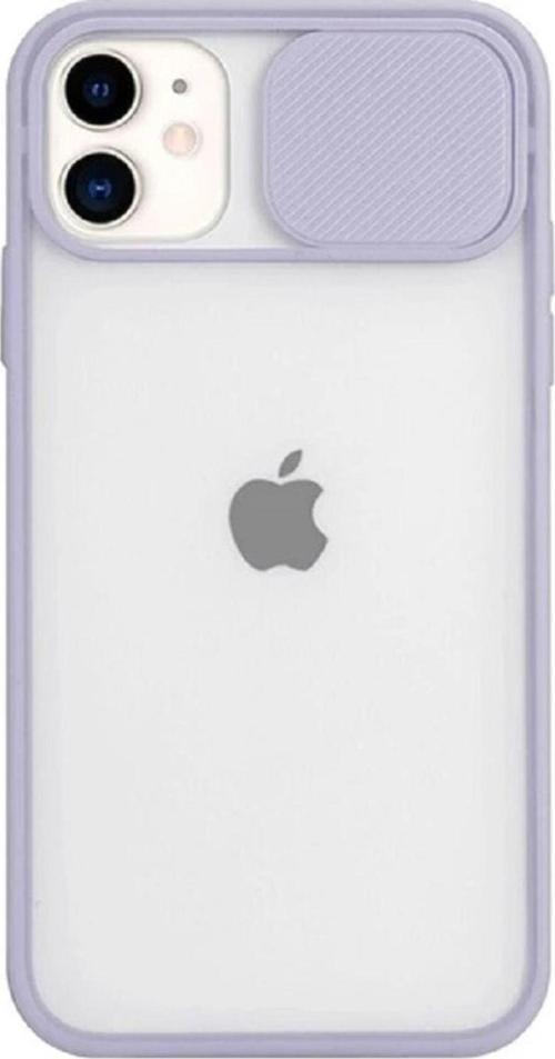 Iphone 11 6.1" Uyumlu Kamera Lens Korumalı Sürgülü Slayt Kılıf Lila