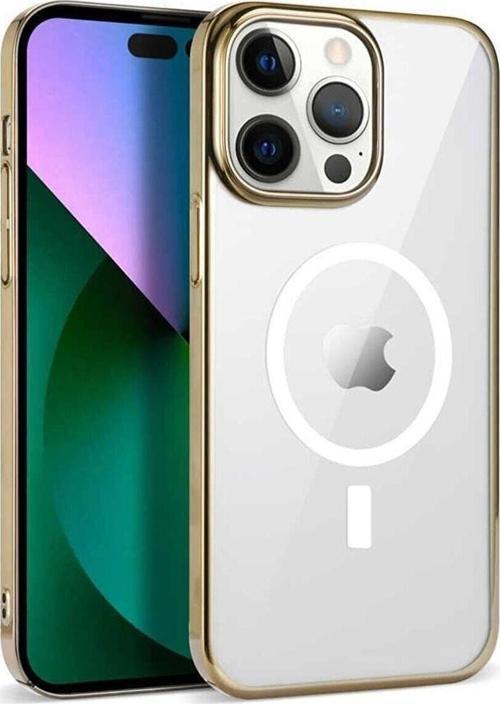 Iphone 14 Pro Kılıf Magsafe Özellikli Altın Darbe Emici Sert Silikon