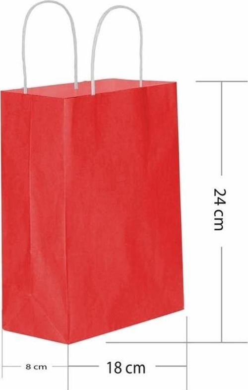 Kırmızı Kraft Çanta Küçük Boy 18x8x24 cm 25 Adet
