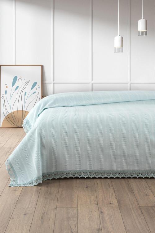 Dantelli Tek Kişilik Waffle Pike- %100 Pamuk Petekli Pike-160x230 cm-Mint