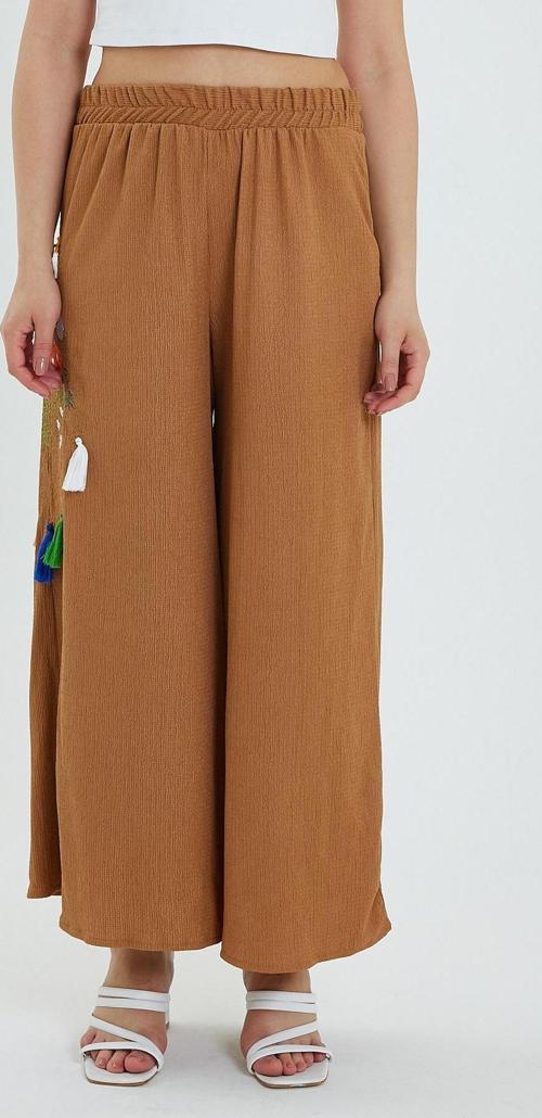 Kadın Yanı Nakışlı Örme Pantolon RD24YB110913