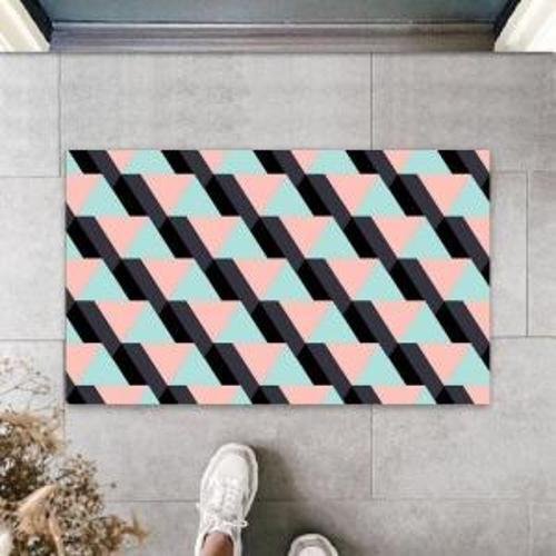 Pembe Kapı Önü Paspası D Üçgen Desen  K-3228