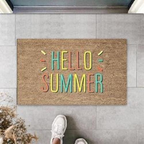 Sarı Kapı Önü Paspası Hello Summer Desen  K-3279