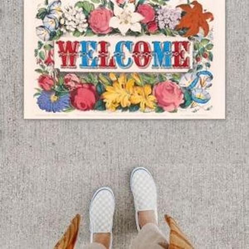 Dijital Baskı Dekoratif Welcome Renkli Kapı Önü Paspası K-1249