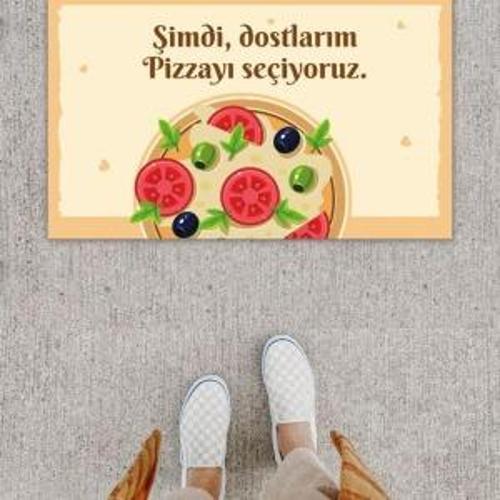 Dijital Baskı Dekoratif Pizza Pudra Kapı Önü Paspası K-1211