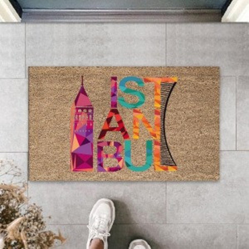 Dijital Baskı Bej İstanbul Paspas K-3029