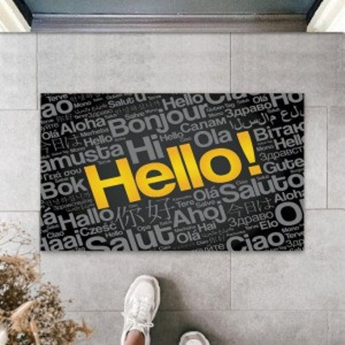 Siyah Kapı Önü Paspası Hello Desen K-3265