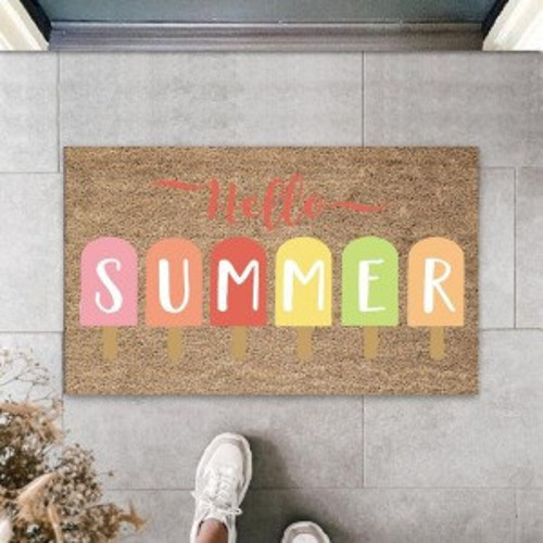 Bej Kapı Önü Paspası Hello Summer Dondurma Desen K-3275