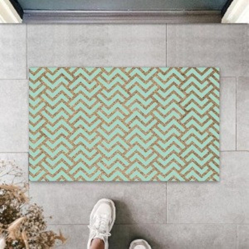 Turkuaz Kapı Önü Paspası Zigzag Desen K-3227
