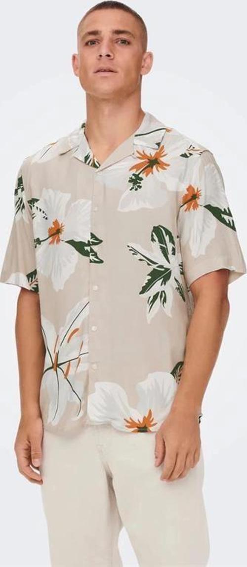 Tropikal Desen Apaş Yaka Regular Erkek Gömlek