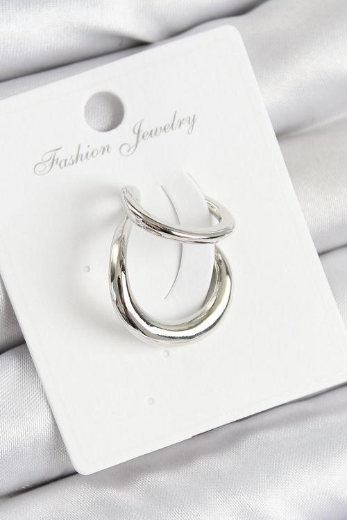 Pirinç Halka Model Gümüş Renk Sağ Kıkırdak Küpe - EBJ250802W36993