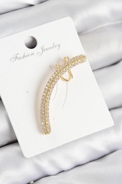 Pirinç Zirkon Taşlı Model Gold Renk Sağ Kıkırdak Küpe - EBJ250802W36988