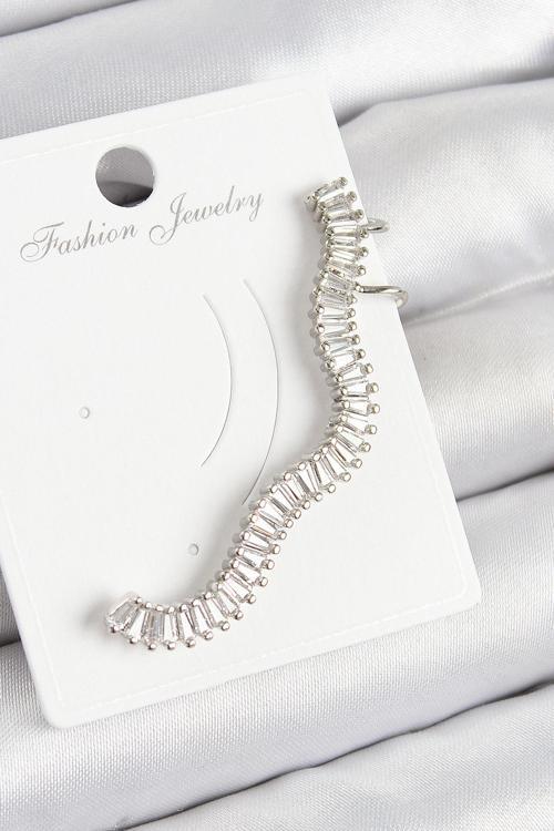 Pirinç Su Yolu Model Gümüş Renk Sağ Kıkırdak Küpe - EBJ250802W36982