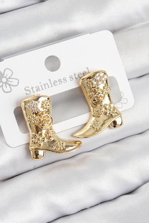 Pirinç Çizme Model Gold Renk Kadın Küpe - EBJ250802W37030