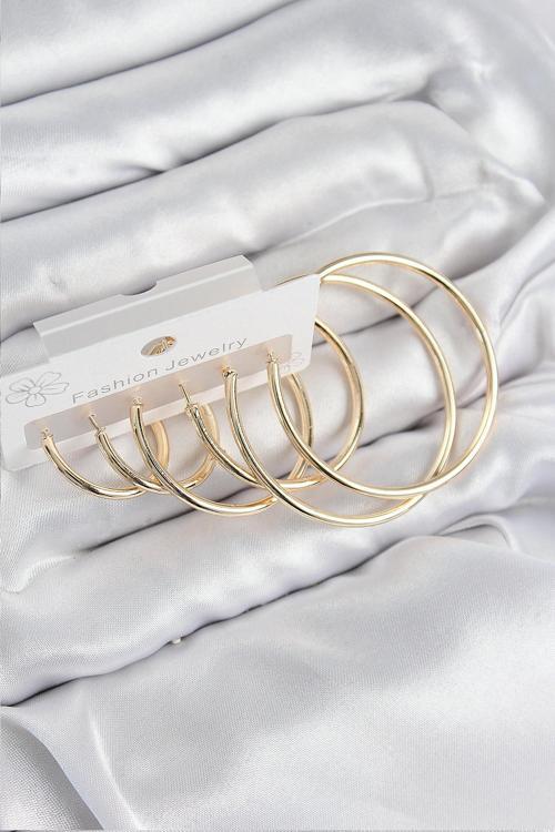 Pirinç Halka Model Gold Renk Kadın Set Küpe - EBJ250802W37037