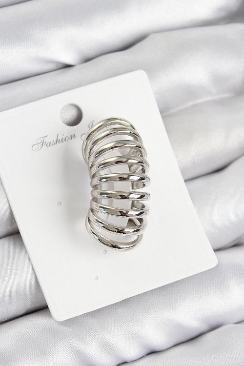 Pirinç Yay Model Gümüş Renk Sağ Kıkırdak Küpe - EBJ250802W36989