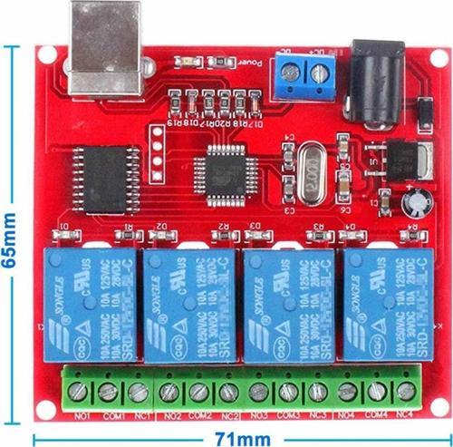 4 Kanal Usb Röle Kontrol Modülü Bilgisayardan Cihaz Açma Kapama Hid Usb