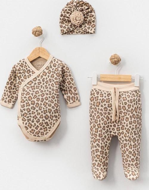 LOVEMAXX LEOPAR DESENLİ ZIBIN PANTOLON ŞAPKA SET Leopar