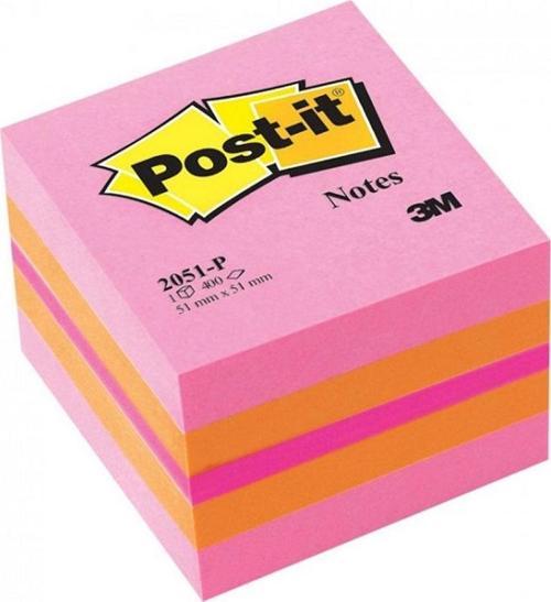 Post it Mini Küp Yapışkanlı Not Kağıdı Pembe Tonları 52x52 mm 2051-P