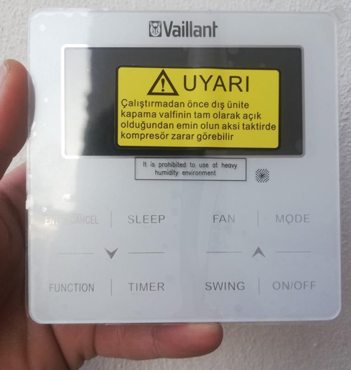 VRF Duvar Tipi Dokunmatik Klima Kumandası