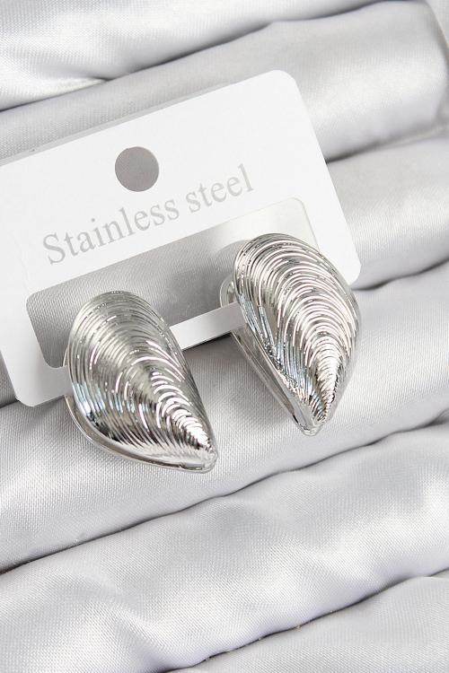 Zarif Kadın için Silver Pirinç İstiridye Stil Küpe