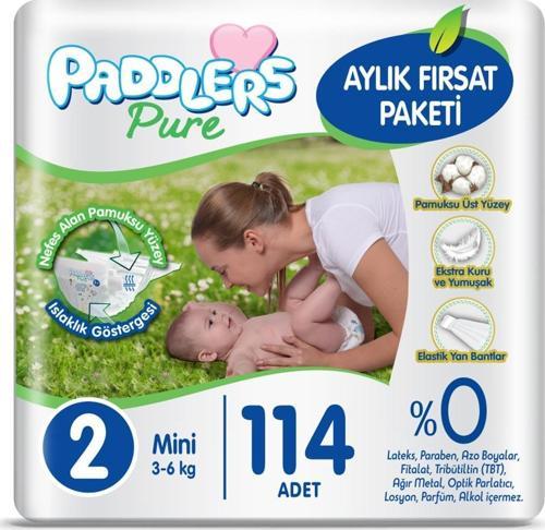 Pure Bebek Bezi 2 Numara Mini 114 Adet (3-6 Kg) Aylık Fırsat Paketi
