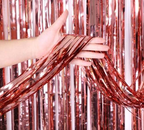 Nessiworld Rose Gold Püsküllü Kapı Perdesi - Parti, Bekarlığa Veda, Doğum Günü 1x2 m