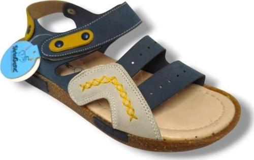3061-20 Anatomik Dikiş Cırtlı Erkek Çocuk Sandalet Lacivert Sarı 31-36