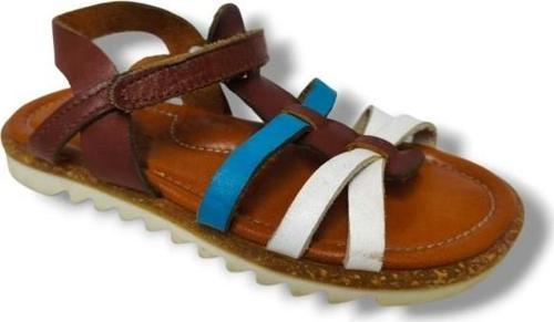 Bagcı 3069-20 Çapraz Şerit Cırtlı Kız Çocuk Sandalet Kahve Beyaz 26-30