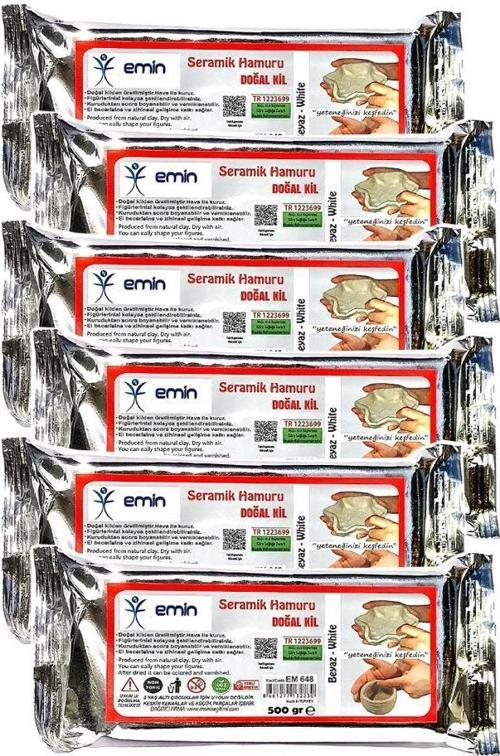 Seramik Hamuru Doğal Kil 500 Gr Beyaz Kil Hamuru 6 Paket Seramik Kili Beyaz Renk Modelleme Çamuru