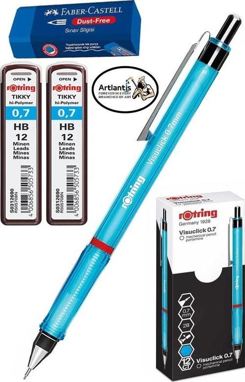 0.7 Uçlu Kalem Kalem Ucu ve Sınav Silgisi 1 Paket 07 Uçlu Kalem Mekanik Versatil Rotring Visuclick Kalem