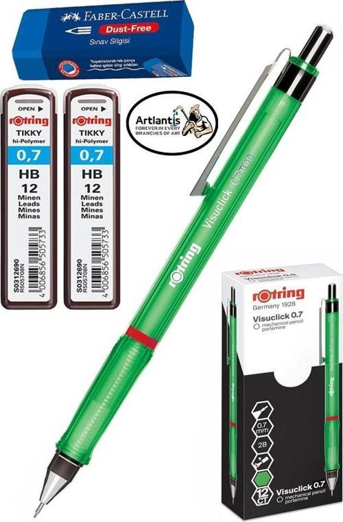 0.7 Uçlu Kalem Kalem Ucu ve Sınav Silgisi 1 Paket 07 Uçlu Kalem Mekanik Versatil Rotring Visuclick Kalem