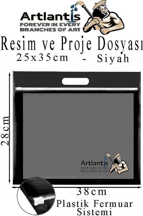 Plastik Fermuarlı Proje Dosyası 25x35 cm 1 Adet Tutmaçlı 28x38 cm Resim ve Proje Ödev Dosyası El Tutmalı