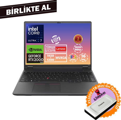 MWS P16V G2 U7 165H 40GB 1TB SSD 8 GB RTX2000 16" W11P + XS2000 1 TB SSD 21KX001MTX 030