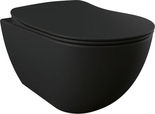 FE322 Free Rim-Off Kanalsız Asma Klozet Siyah Mat ve Yavaş Kapanan Kapak