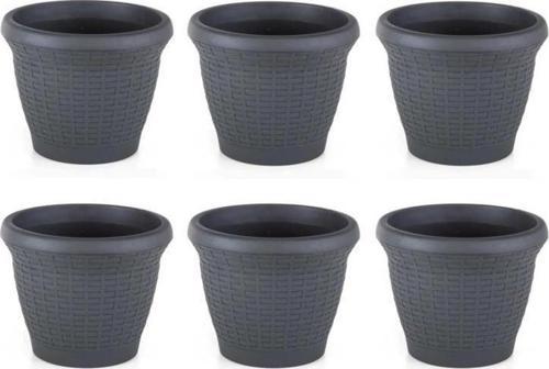 SO-HS01 Plastik Hasır Desenli Saksı 3.3 lt Antrasit 6 Adet
