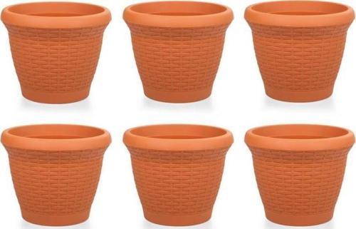 SO-HS01 Plastik Hasır Desenli Saksı 3.3 lt Kiremit 6 Adet