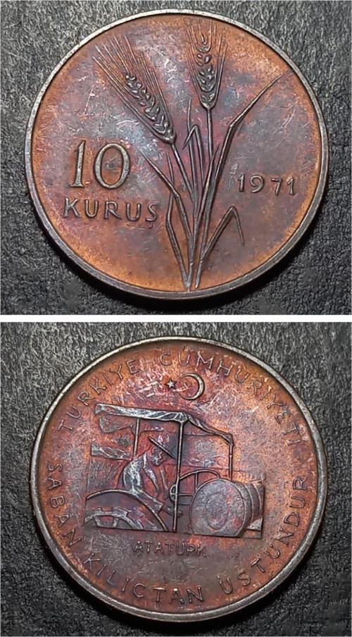 Escoines 39963688998cec7c40 FAO 10Kuruş 1971 “Saban Kılıçtan Üstündür” ÇA Bakır Para