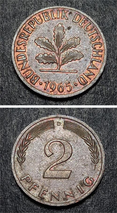 Escoines 39963688a9dff9aff7 1966 D Almanya 2 Pfennig Bronz çt+ Para