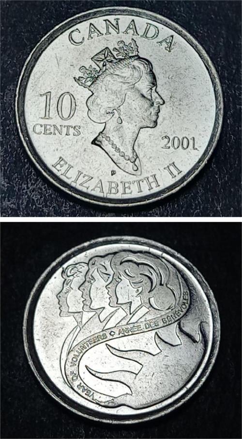 Escoines 39963688aa08c661e7 2001 Kanada 10 Cent Uluslararası Gönüllüler Yılı CA Para