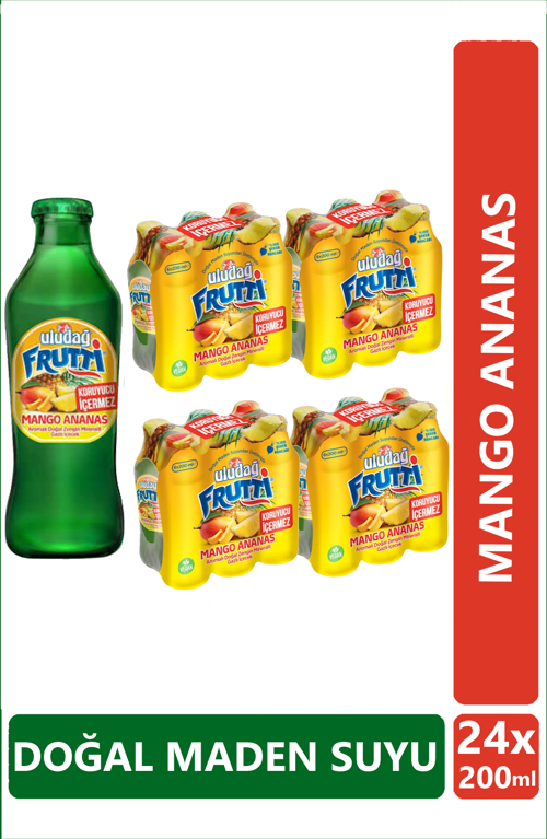 Frutti Mango Ananas Aromalı Maden Suyu 200 ml x 24 Adet