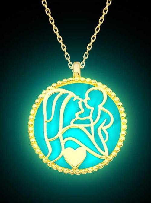Gümüş Fosforlu Gold Anne Çocuk Sevgisi Kadın Kolye SL12503