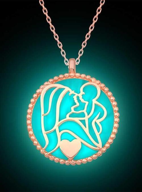 Gümüş Fosforlu Rose Anne Çocuk Sevgisi Kadın Kolye SL12504