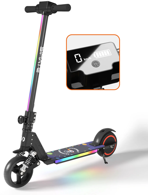 Scooter Çocuk Elektrikli - 130W, Led Işıklı, Amortisörlü (Dizlik Ve Dirseklik Hediyeli)