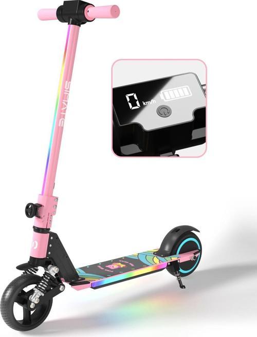 Scooter Çocuk Elektrikli - 130W, Led Işıklı, Amortisörlü (Dizlik Ve Dirseklik Hediyeli)