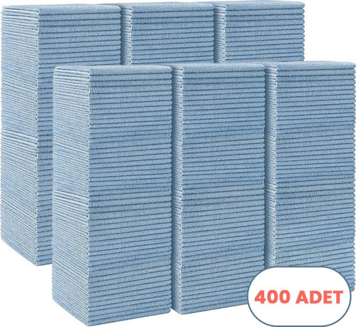Mikrofiber Temizlik Bezi 400 Adet - 40x40 cm, 375 GSM, Parlak Dokulu, 60 gr ±2, Yüksek Emici, İz Bırakmaz