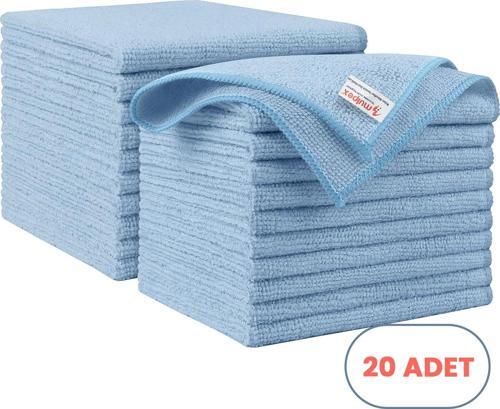 Mikrofiber Temizlik Bezi 20 Adet - 40x40 cm, 375 GSM, Parlak Dokulu, 60 gr ±2, Yüksek Emici, İz Bırakmaz