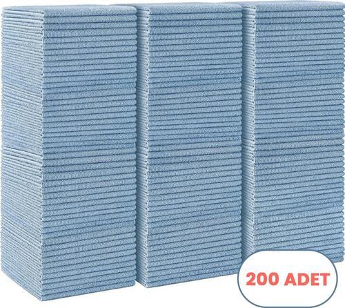 Mikrofiber Temizlik Bezi 200 Adet - 40x40 cm, 375 GSM, Parlak Dokulu, 60 gr ±2, Yüksek Emici, İz Bırakmaz